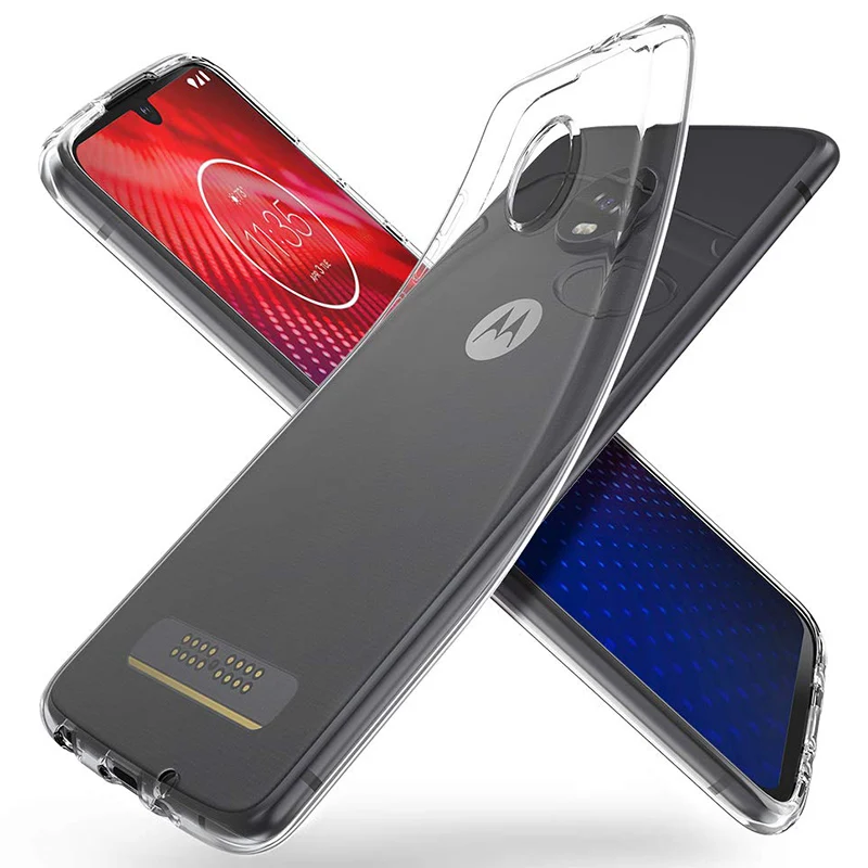 

Crystal Soft Clear Back Cover for Motorola Moto Z4/Z4 Play MotoZ4 Z4Play 2019 TPU 360 Protective Transparent Silicone Phone Case