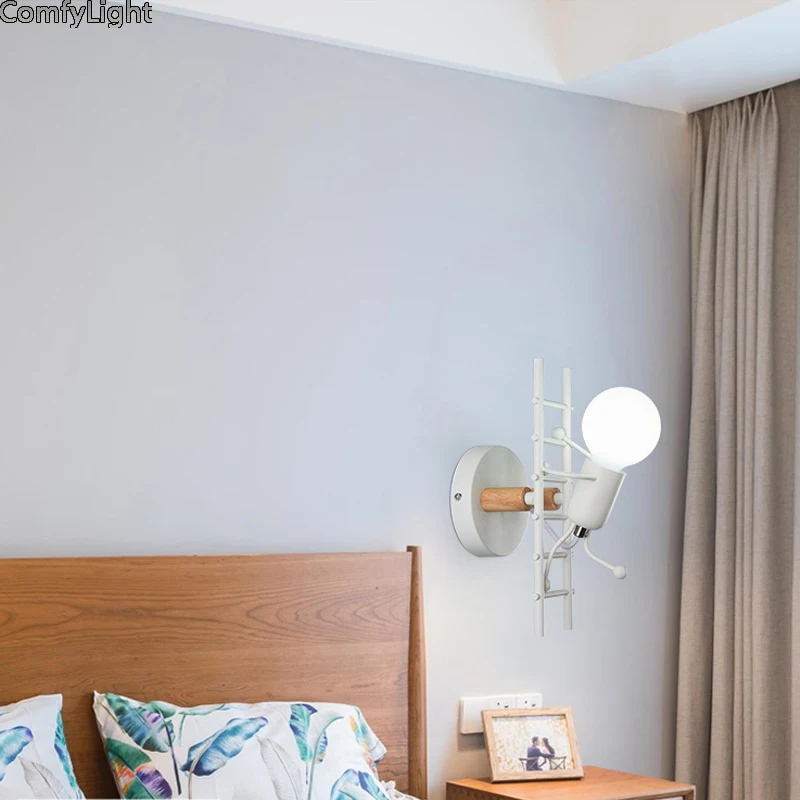 Современная кукла настенный светильник прикроватный для спальни детей гостиной
