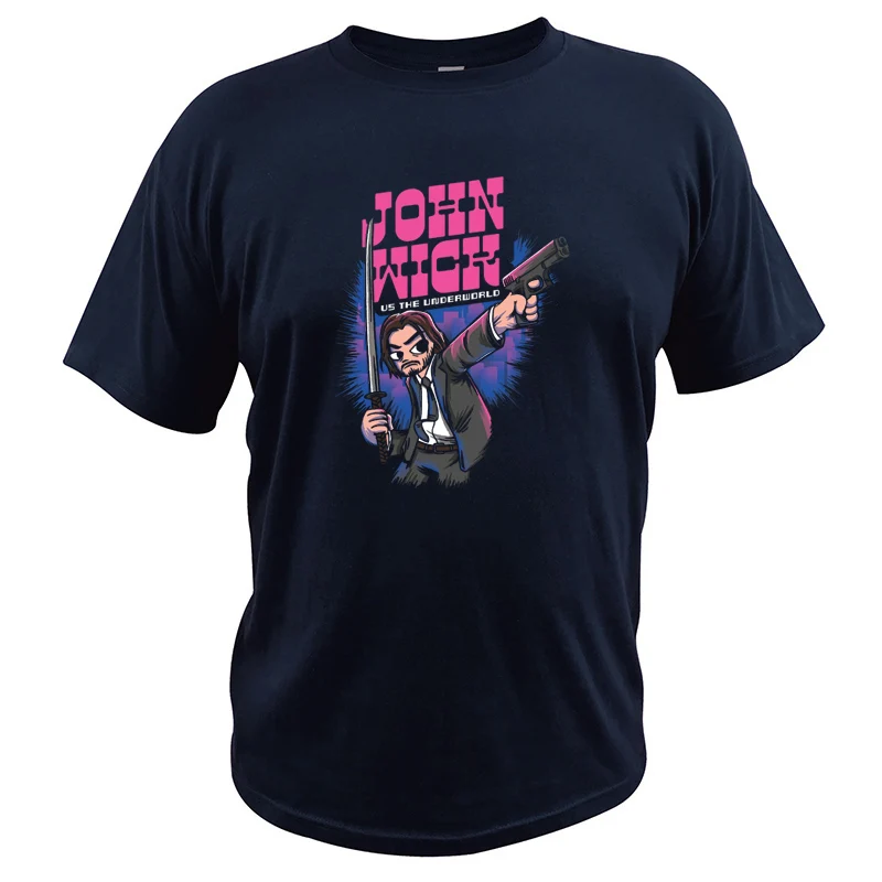 Тёмно-синий Футболки John Wick для мужчин Скотт Пилигрим VS The World Fantasy Movie Top Tee EU Размер для мужчин Скотт Пилигрим футболка с круглым вырезом - Цвет: Тёмно-синий