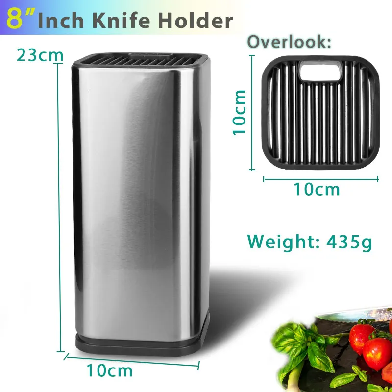 

8"inch Knife Holder 304 Stainless Steel For Multi Kitchen Knife Set Scissors Cooking Utensils Organizer Knives Stand Block Tool