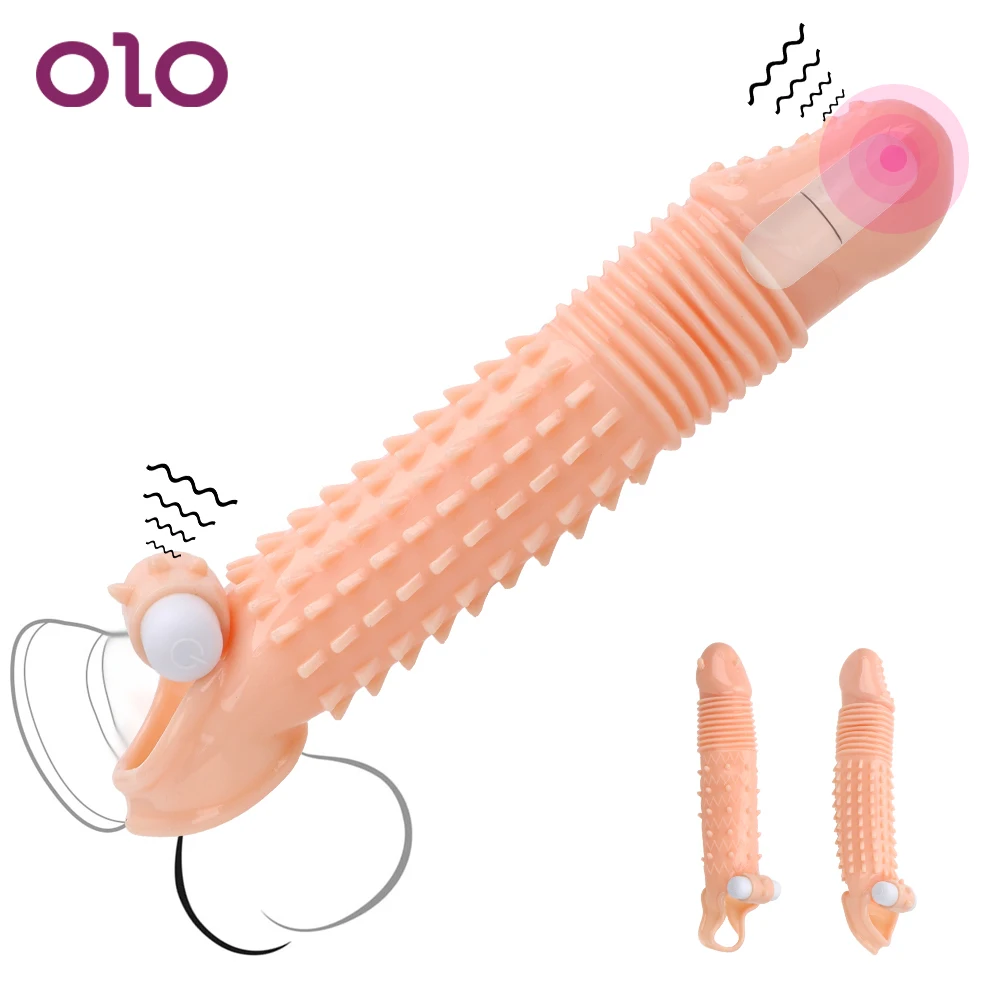 OLO Penis Enlargement Condoms Sleeve Sex Toys For Men Extender Erotic Vibrating Dick Delayed Ejaculation Reusable | Красота и