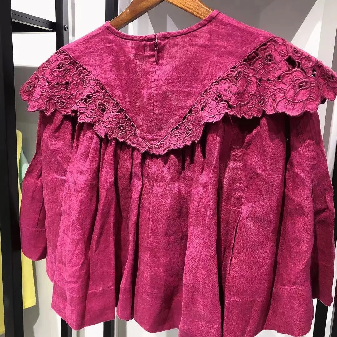 Женская блузка кружевная с вышивкой в виде листьев на раннюю осень свободная 2021 |