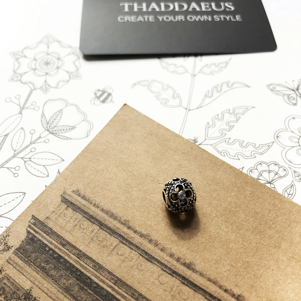 Бусины с черным ледяным цветком серебряные и стразы бусины подходят для браслета