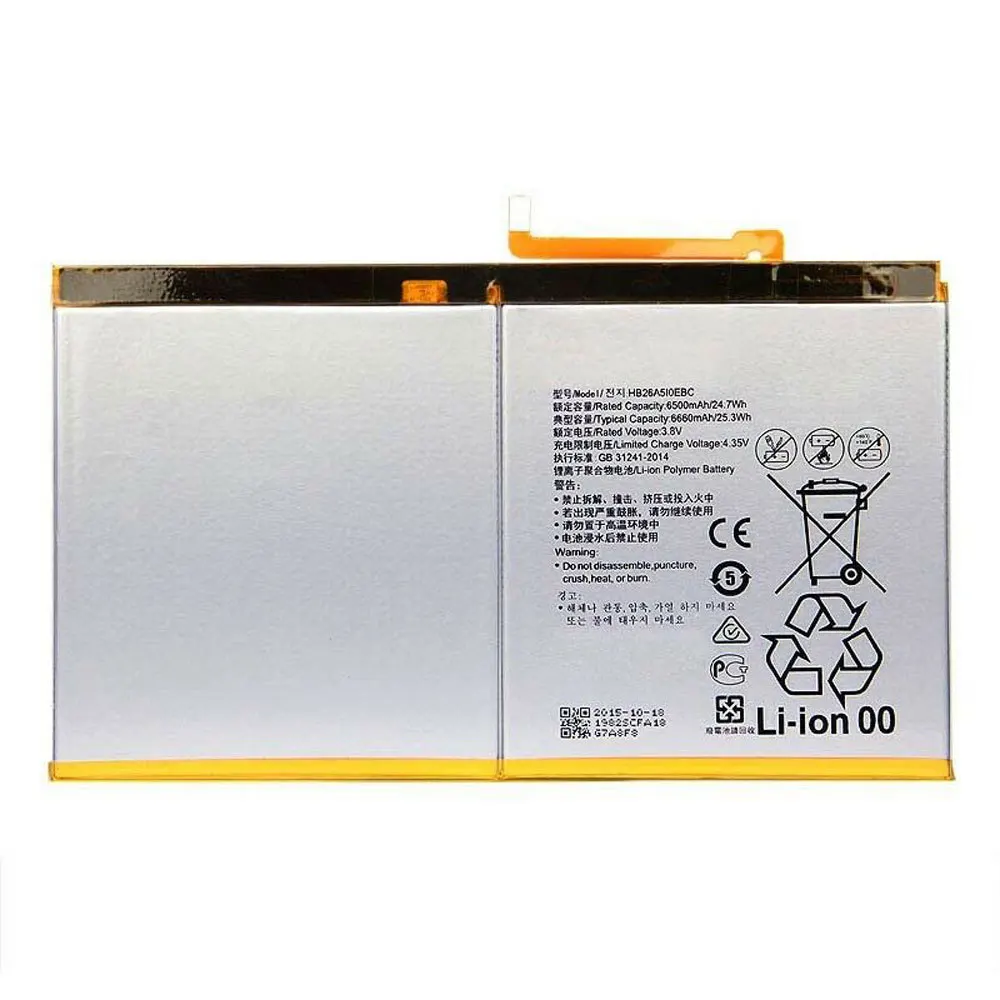 

Original 6660mAh HB26A510EBC Tablet Battery For Huawei MediaPad M3 lite 10 M3lite M2 10.1 flat cell M2-A01W M2-A01L