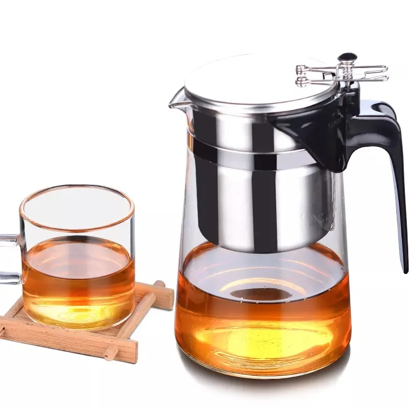 

1 teapot glass tea brewer 4 teacup set removable and washable full filter 304 stainless steel liner exquisite cup high temperatu
