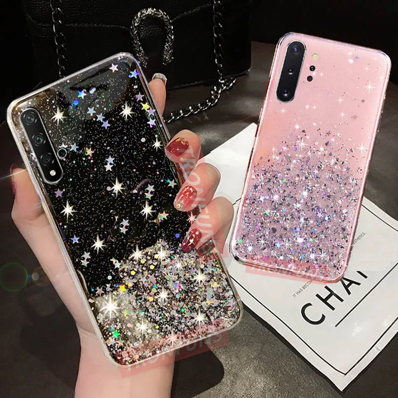 Блестящий чехол со звездами для Samsung Galaxy A50 Note 10 S10 S8 S9 S10e A30 A70 A10 A20 A40 A20E A7 A8 A9 J4 J6 Plus