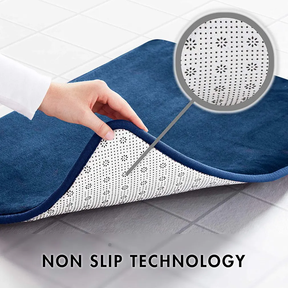 Home Bath Mat Non-slip Bathroom Carpet Soft Coral Fleece Memory Foam Rug Kitchen Toilet Floor Decor Washable 6 colors | Дом и сад