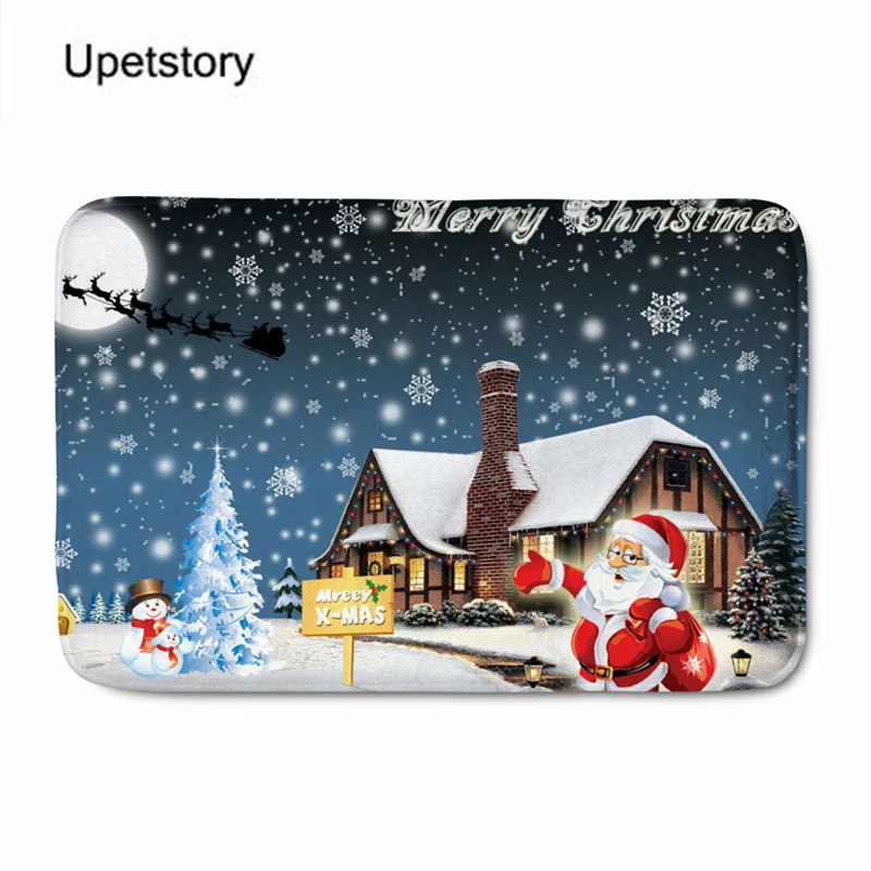 

Upetstory Merry Christmas Bathroom Mat Santa Claus Printing Bedroom Entrance Door Mats Soft Rug in the Living Room Home Felpudo