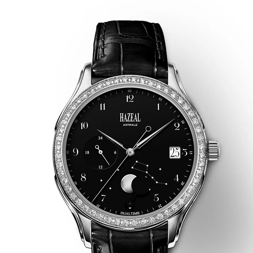 Часы наручные мужские водонепроницаемые роскошные деловые с кожаным ремешком