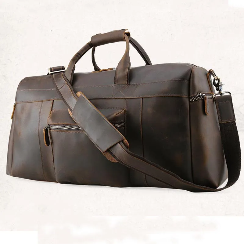 Мужская Дорожная сумка из натуральной кожи винтажная прочная дорожная через
