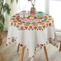 cotton linen mandala flower round tablecloth bohemian ldyllic ethnic homestay dinner coffee table cover wedding table cloth