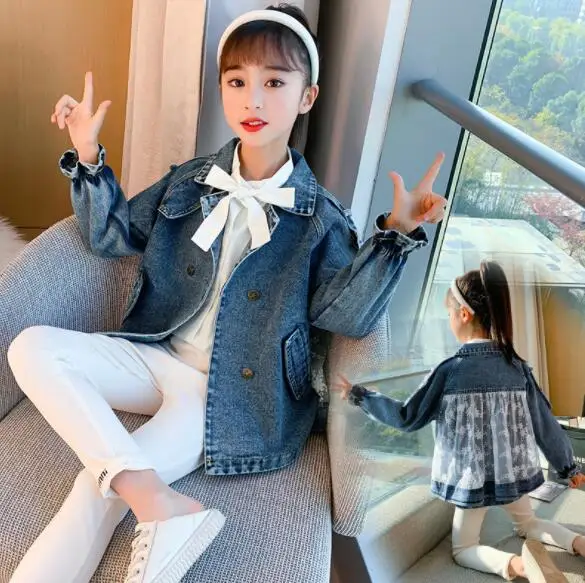 

Children Spring Denim Jackets For Girls Flower Girls Jacket Autumn Kids Coat Teenage Clothes For Kids Girls 6 8 10 12 Years