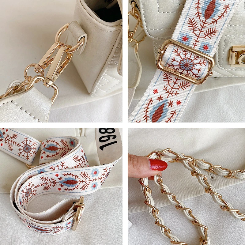 

High Quality French small bag 2020 new fashion All Match handbag single shoulder slung chain embroidery thread Mini square bag