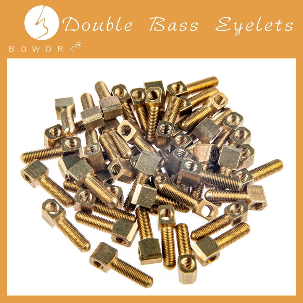 Enlarge BOWORK 50 Pcs Double Bass Bow Eyelets Brass Standard Thread Normal Shank Bow Replacement DIY Bow Parts