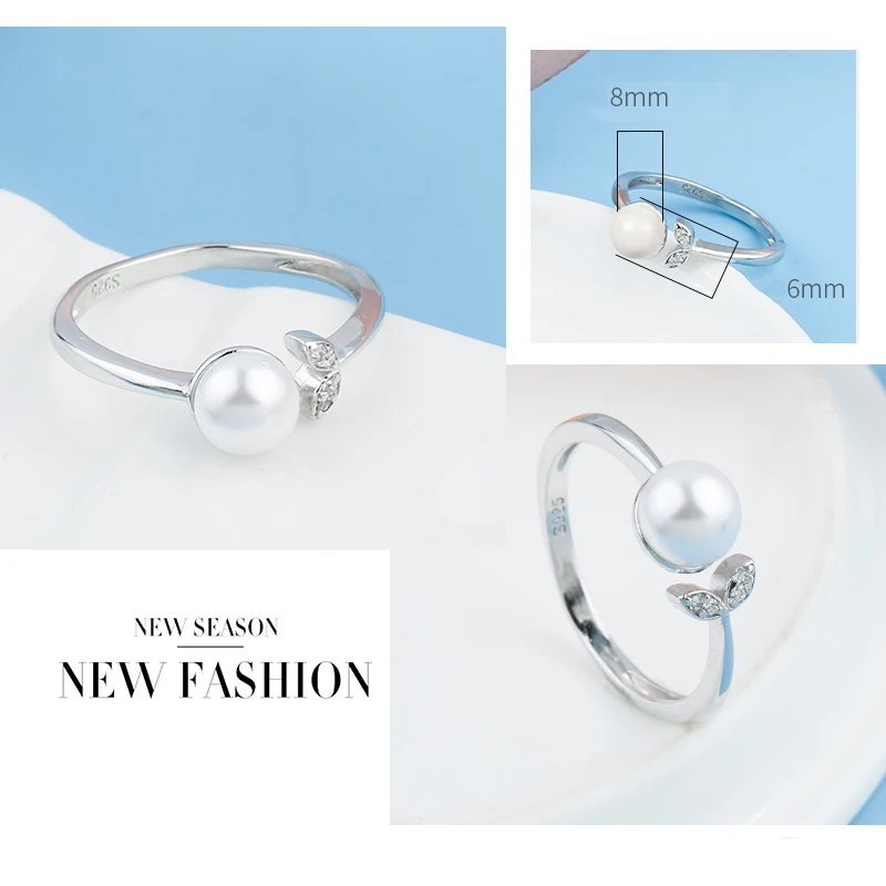 Милые жемчужные кристаллы от Swarovski открытые Регулируемые кольца из настоящего