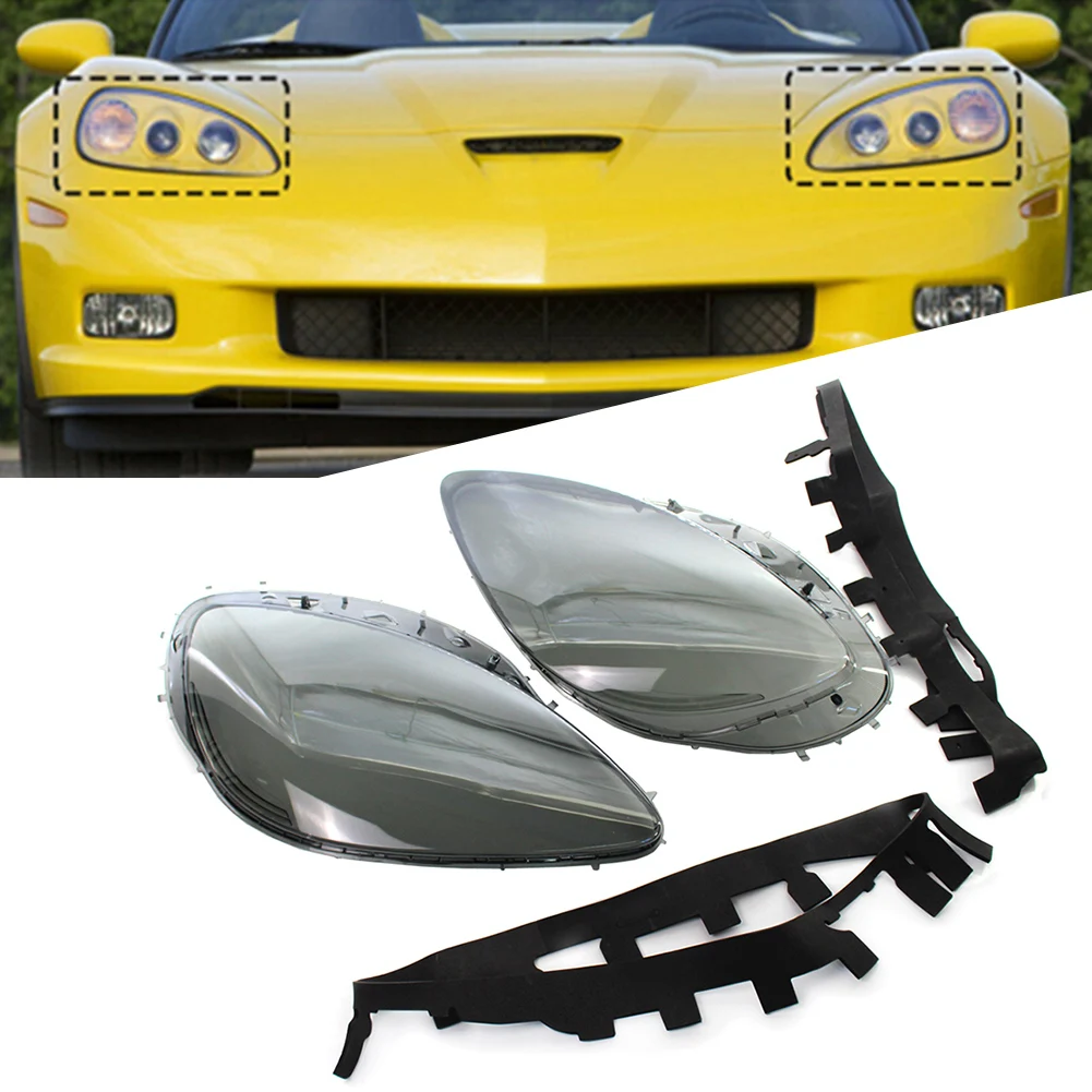 

Car Clear Headlamp Headlight Lens Cover Gaskets For Chevrolet Corvette C6 2005 2006 2007 2008 2009 2010 2011 2012 2013