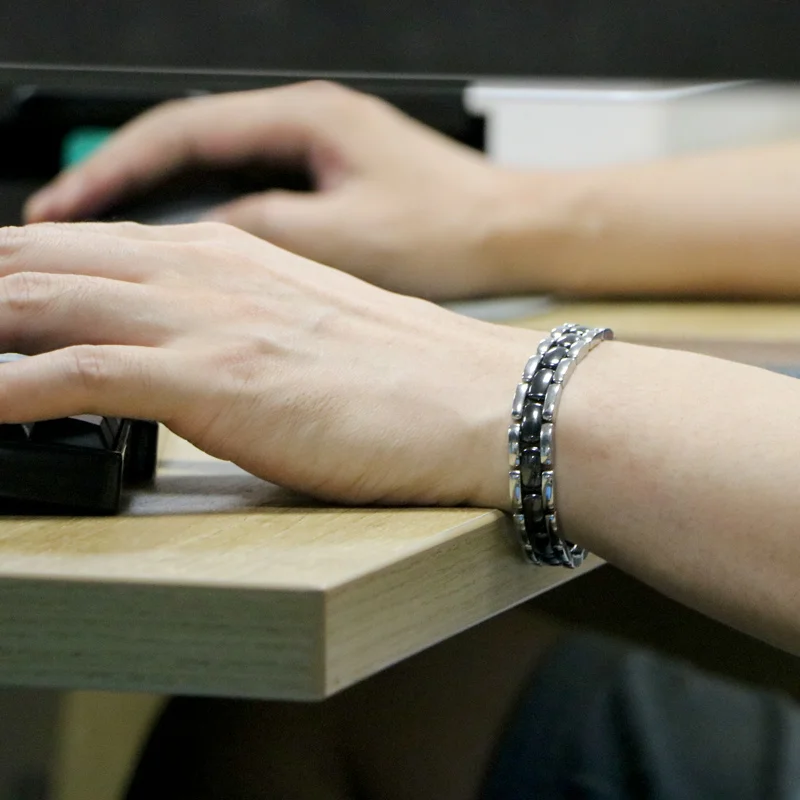 Olowu мужские магниты для здорового ухода серебряные браслеты-обручи тон