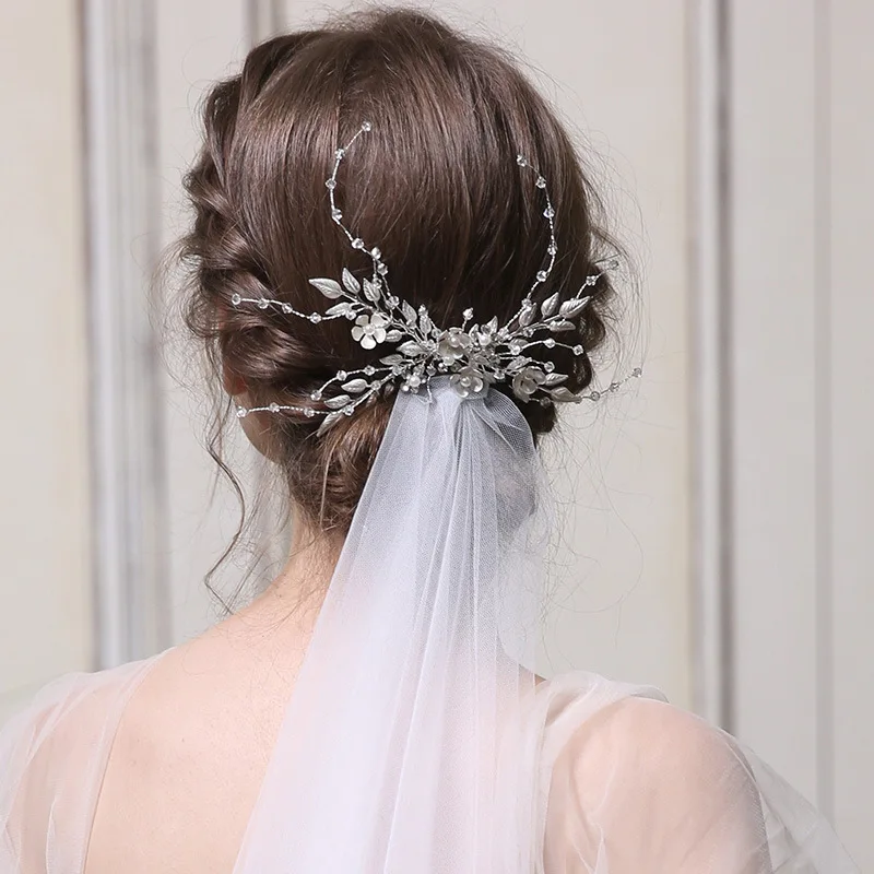 

Свадебный гребень для волос MYFEIVO с кристаллами и цветами, свадебные аксессуары для волос ручной работы, свадебный головной убор HQ1337