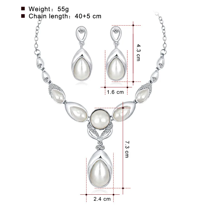 Дубай ювелирные наборы роскошное ожерелье набор серьги жемчуг Кристалл