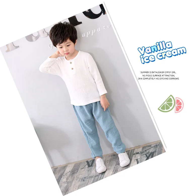 Футболки из хлопка и льна для мальчиков и девочек 1-8 лет, весна-осень-лето, детский топ с длинными рукавами, дышащая детская одежда, Ropa De Ninos