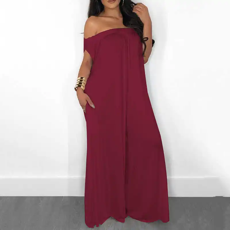 CHICEVER сексуальный комбинезон с открытыми плечами для женщин вырезом лодочкой