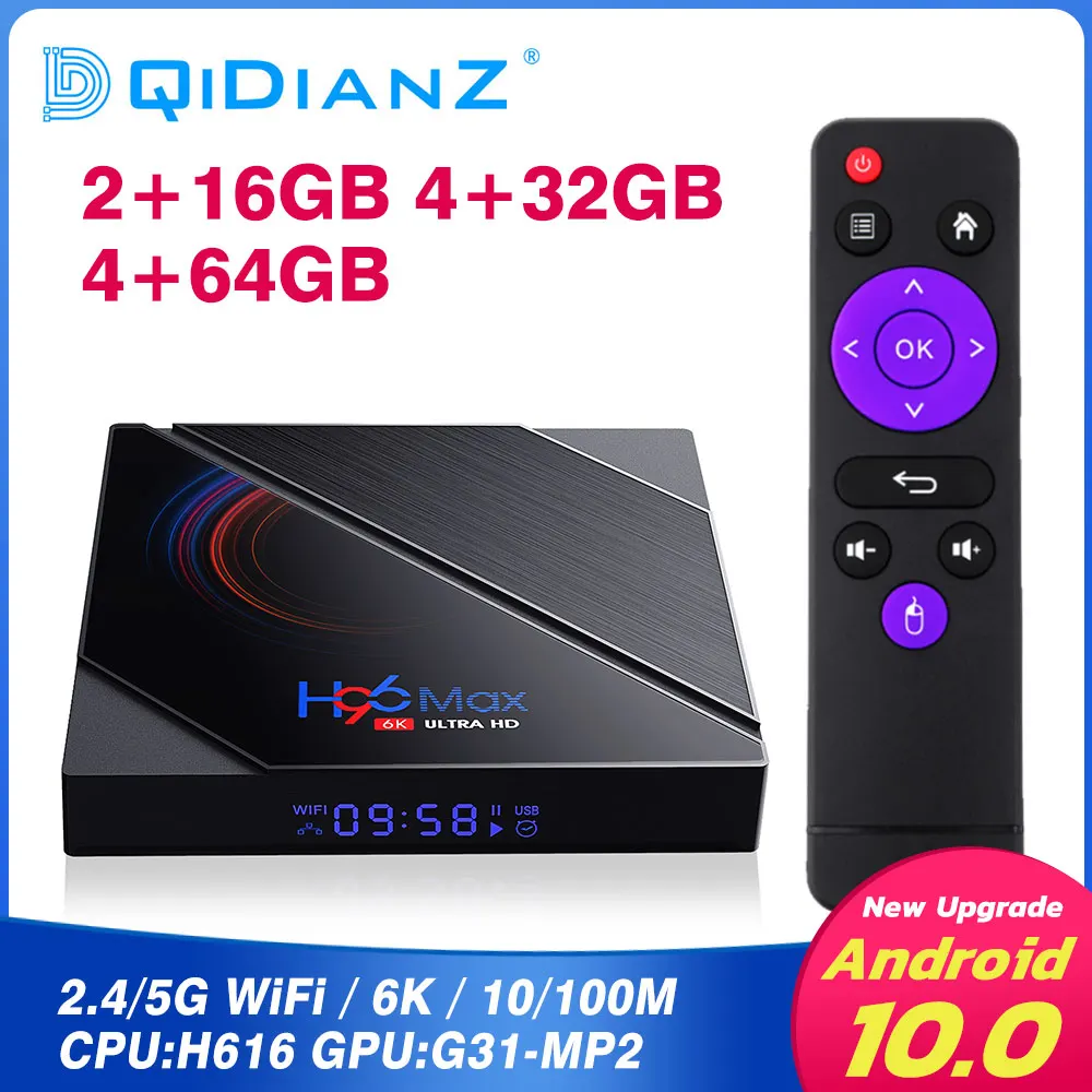 ТВ приставка H96 Max H616 мультимедийный плеер на Android 10 4K для smart tv vs x96q h96max x96 mini android