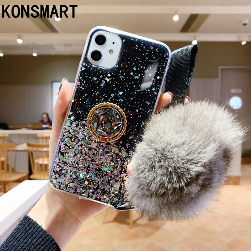 Мягкий чехол для iPhone блестящий 3D-чехол со стразами и подставкой 11Pro Max 6 7 8 plus X XR XS |