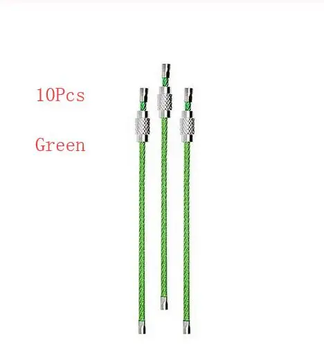 Green 10 шт./лот, красочный EDC брелок, нержавеющая сталь, инструменты для улицы, карабин, брелок, брелок, трос, держатель для ключей, винтовой замок - Цвет: Green