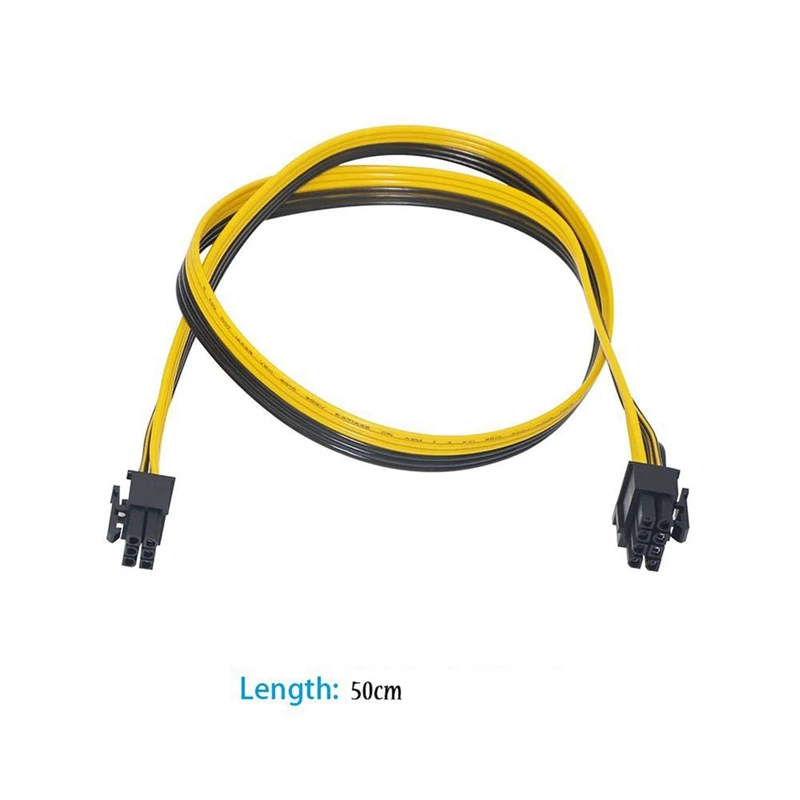 6-Pin Pci-E до 8-Pin (6 + 2) (штекер-штекер) Gpu шнур питания 50 см для графической карты Mining Hp