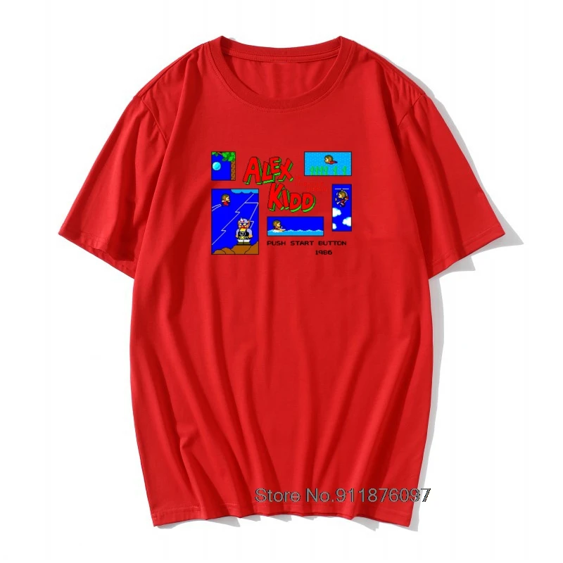

Retro Plus Size Alex Kidd In Miracle World Game Pixel 8 Bit T shirt Cartoon Natural Cotton la Camiseta