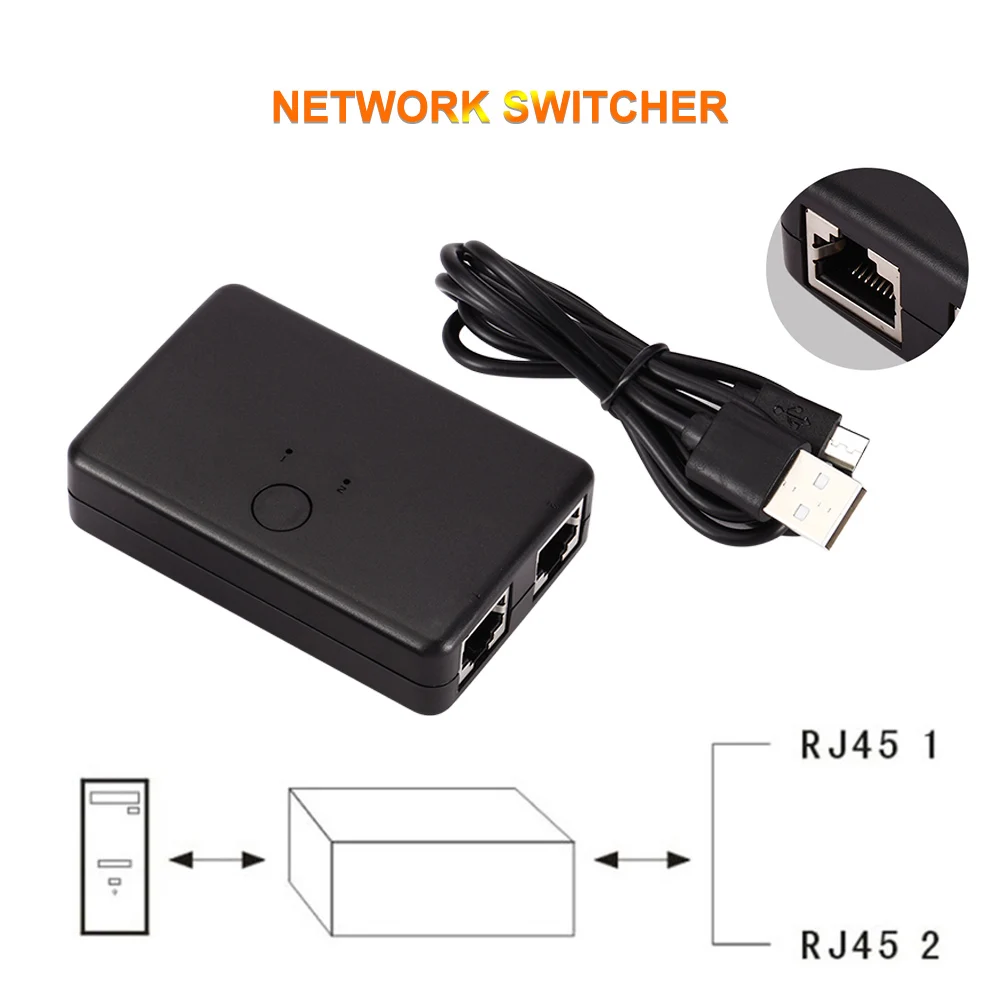 Сетевой коммутатор Ethernet RJ45 разветвитель 1 в 2 выхода/2 выхода питание от USB офисный