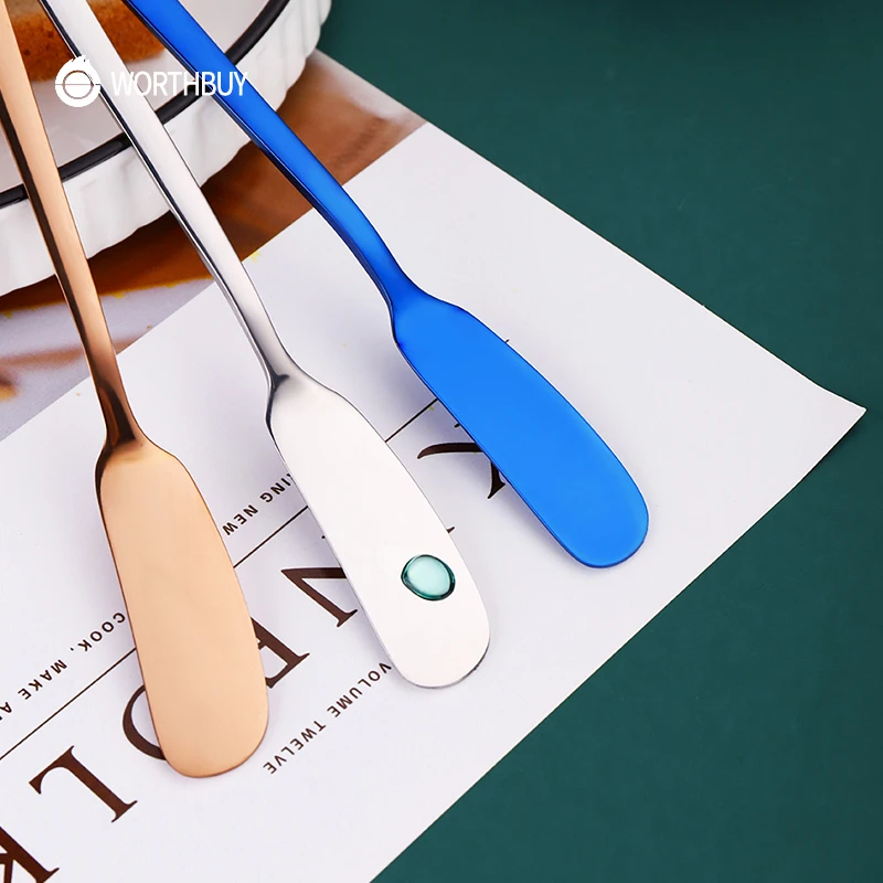

WORTHBUY Colorful Butter Knife 18/8 Stainless Steel Cheese Knife Cream Butter Cutter Kitchen Accessories Baking Tools
