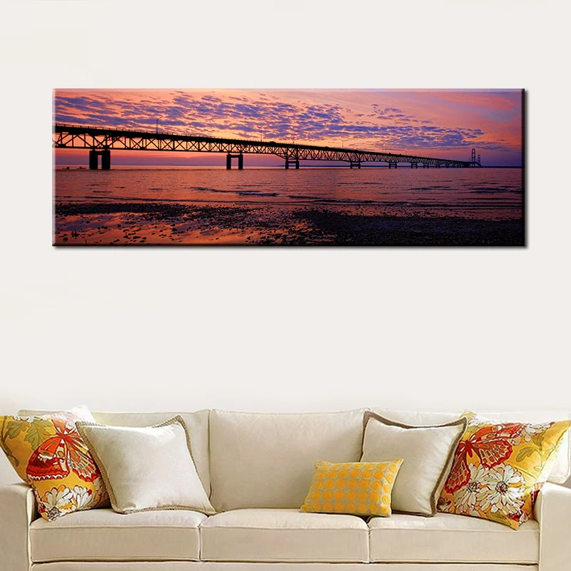 60x180 см красивый мост на закате пейзаж картина печать водонепроницаемом холсте