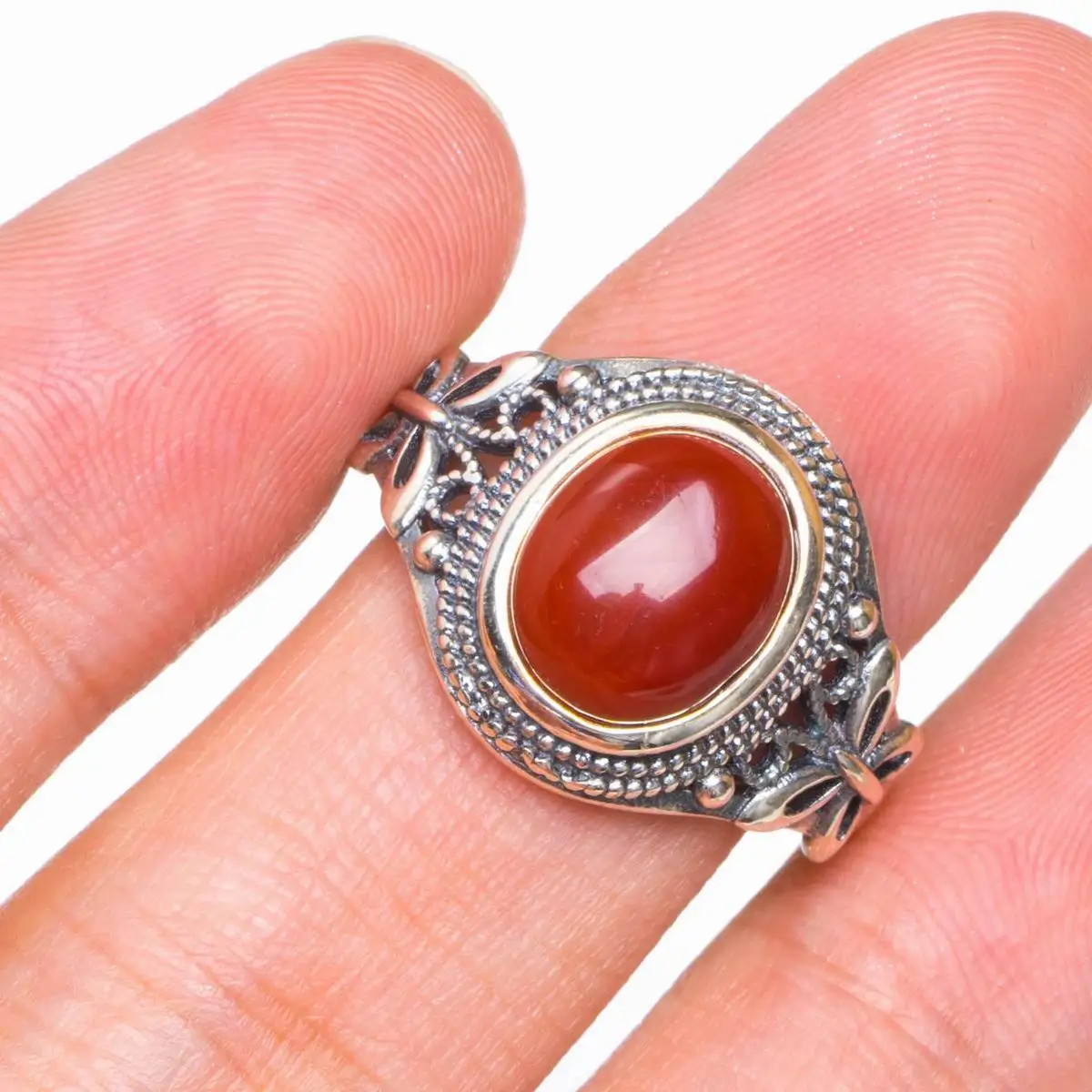 Серебряное кольцо ручной работы с красной бабочкой из агата Nanjiang украшение
