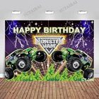 Виниловый фон для фотосъемки мальчиков с изображением грузовиков автомобилей, автомобилей, празднования дня рождения