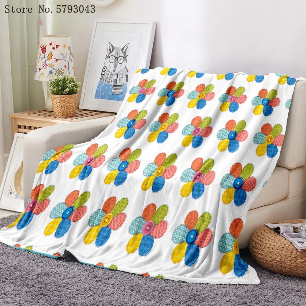 

Buttons Flannel Blanket 3D Print Home Textile Fleece Blanket Colorful Cartoon Throw Blanket Picnic Airplane Blanket Decoration
