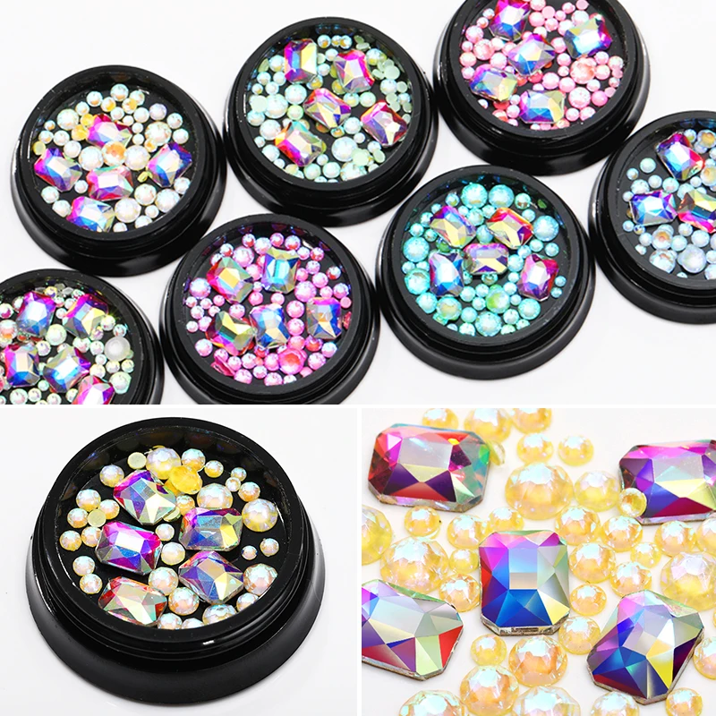 1 Box Colorful Decorations Rhinestones Stones Mixed Size Nail Accessories Studs 3D Art DIY Design | Красота и здоровье