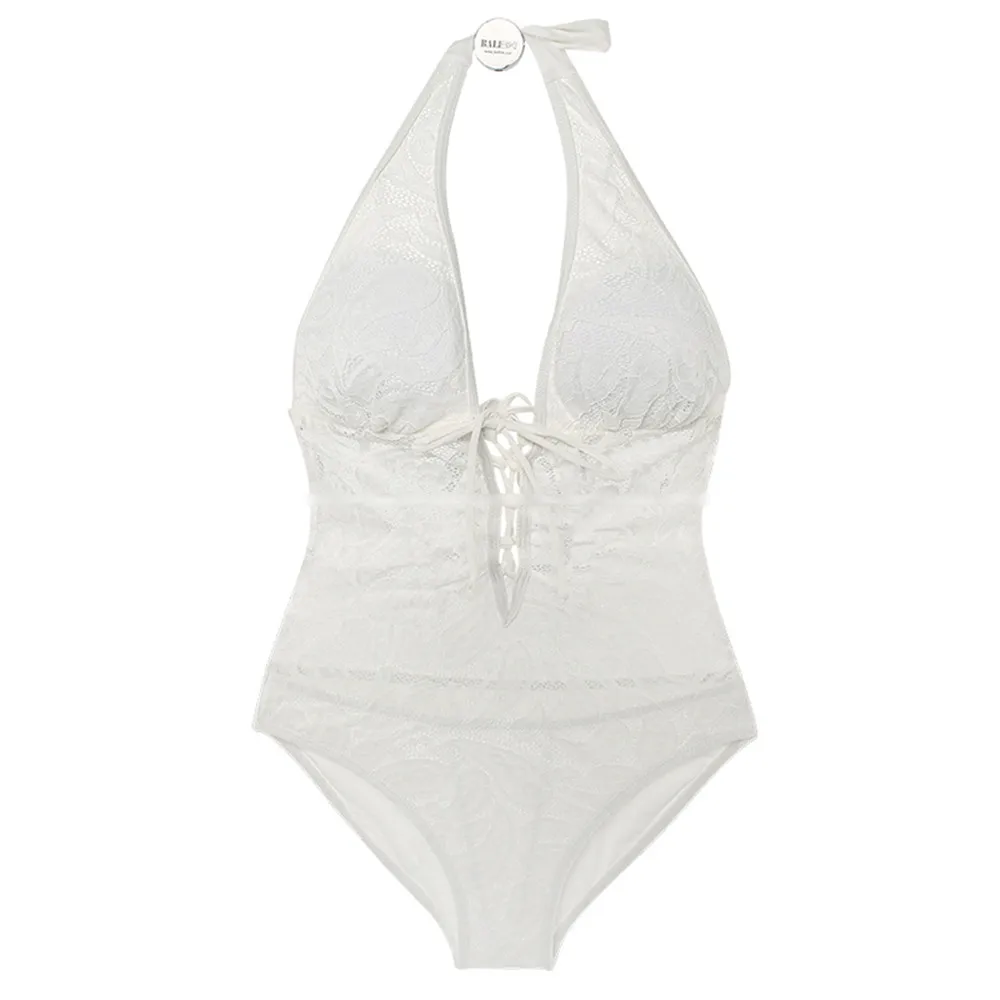 Сексуальный кружевной Цельный купальник Женский однотонный монокини с высоким