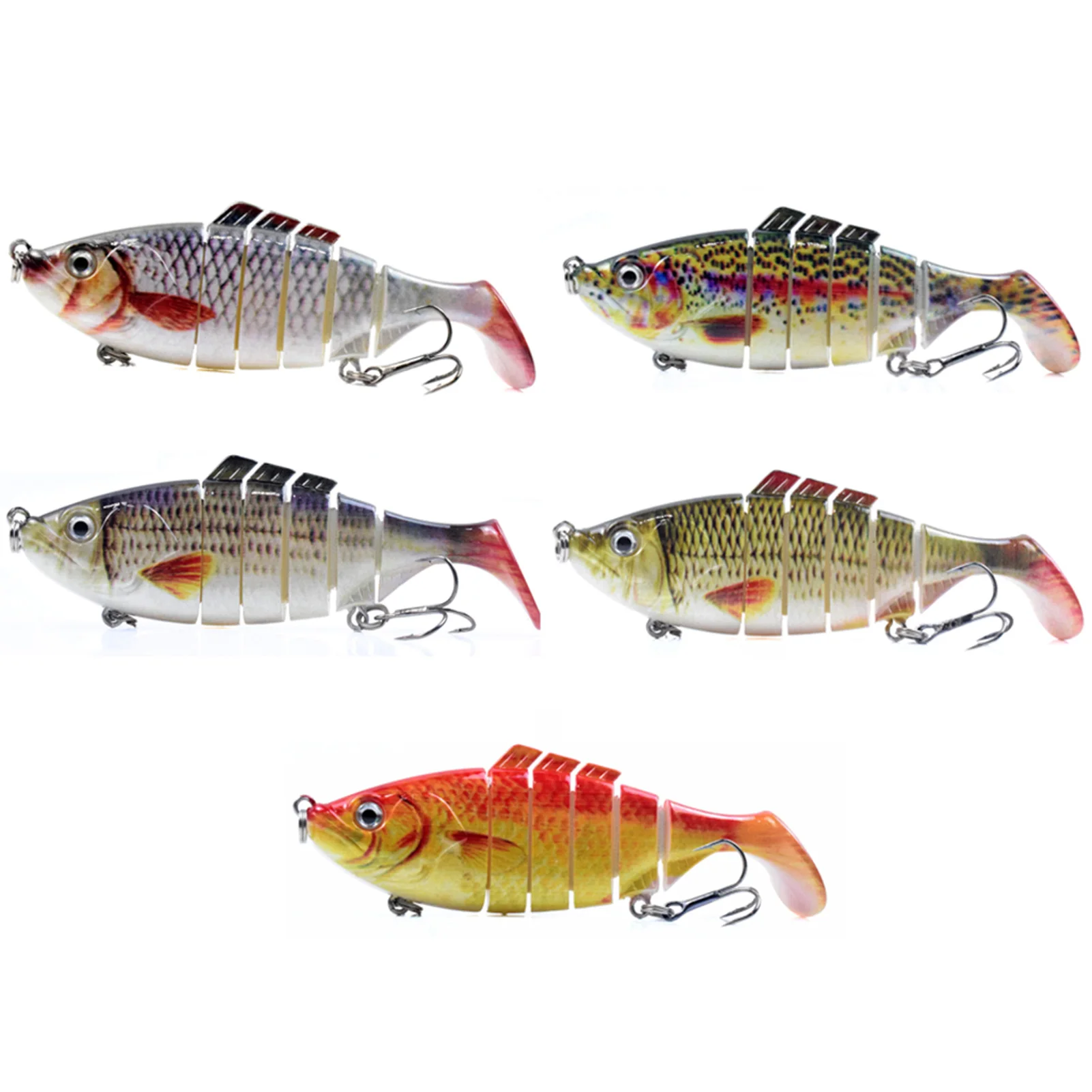 

Bionic Fishing Lures T-shaped Tail Multi Jointed Fishing Baits Improved Tail Design Mustard Hook Multi-section Body realistic