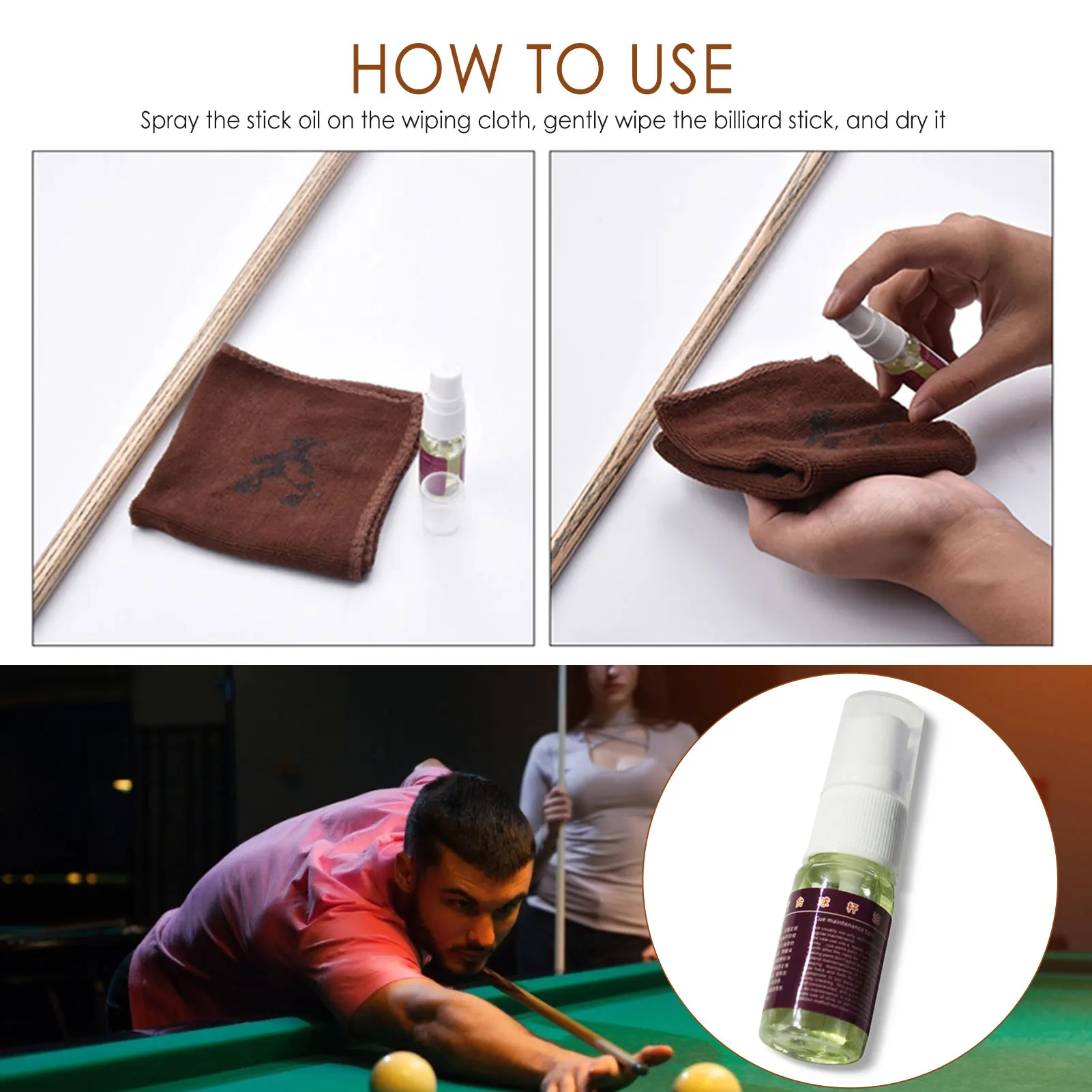 

10ML Portable Snooker Cue Black 8 Billiard Cue Billiard Stick Cure Care Billiard Rod Maintenance Multifunction Oil Grease