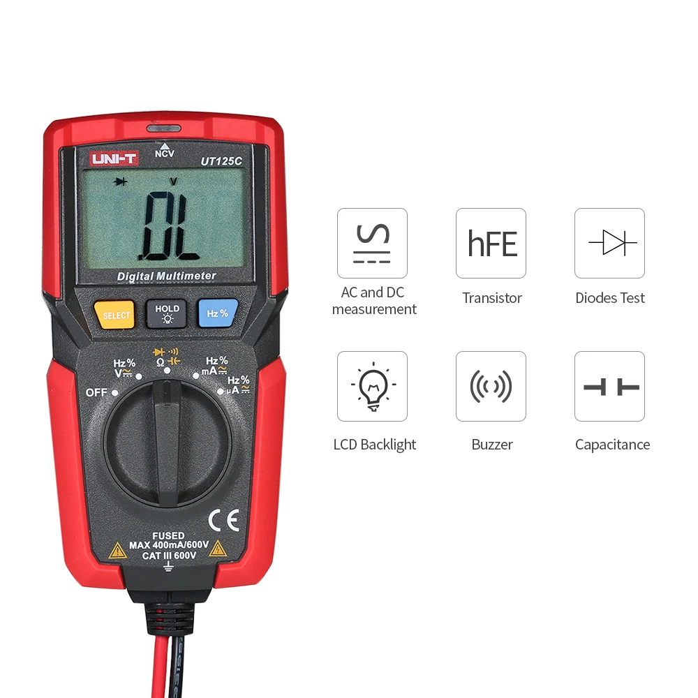 UNI T Цифровой мультиметр резистор конденсатор Частота Диод Бесконтактный