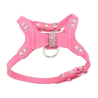 simple cool practical durable fashionable rural style pet dog supplies pet chest belt rhinestone bow knot for dogs pink