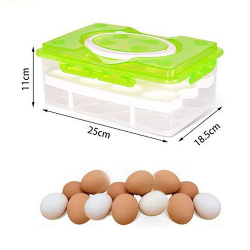 24 Grid Egg Box Food Container Organizer Convenient Storage Boxes Bilayer Basket Crisper Kitchen Refrigerator Tools | Дом и сад