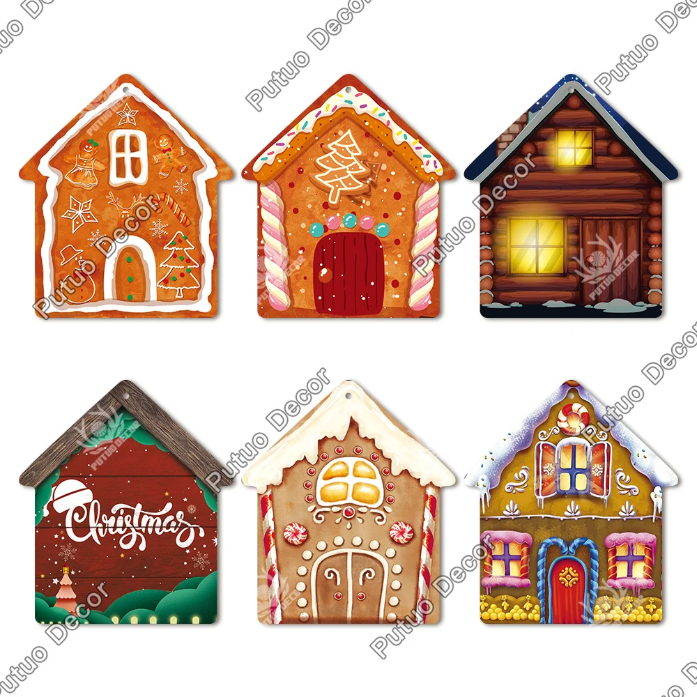 putuo decor gingerbread bakery house wood signs christmas decoration hanging sign cake wood plate for home door wall decor gifts free global shipping