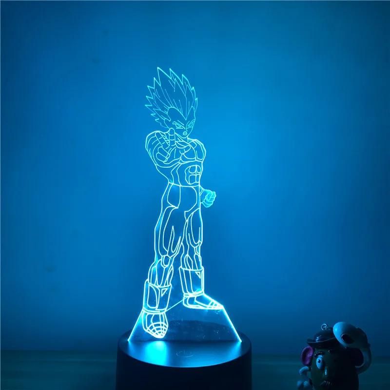 3D светодиодный ночной Светильник Dragon Ball Z Goku Super Saiyan, экшн-фигурка, 7 цветов, сенсорная Оптическая иллюзия, настольная лампа, режим украшения дома