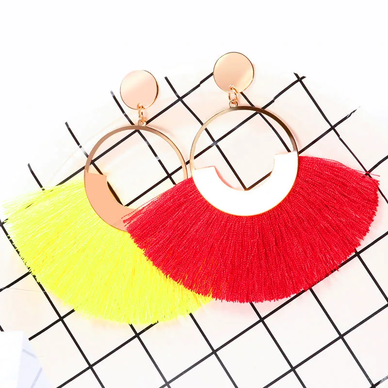 Женские серьги с кисточками большие ручной работы 2019|Серьги-подвески| |