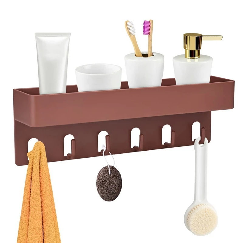 

Настенный стеллаж для хранения в ванную комнату, пыленепроницаемые бесшовные кухонные полки для хранения, многофункциональная полка, крюч...