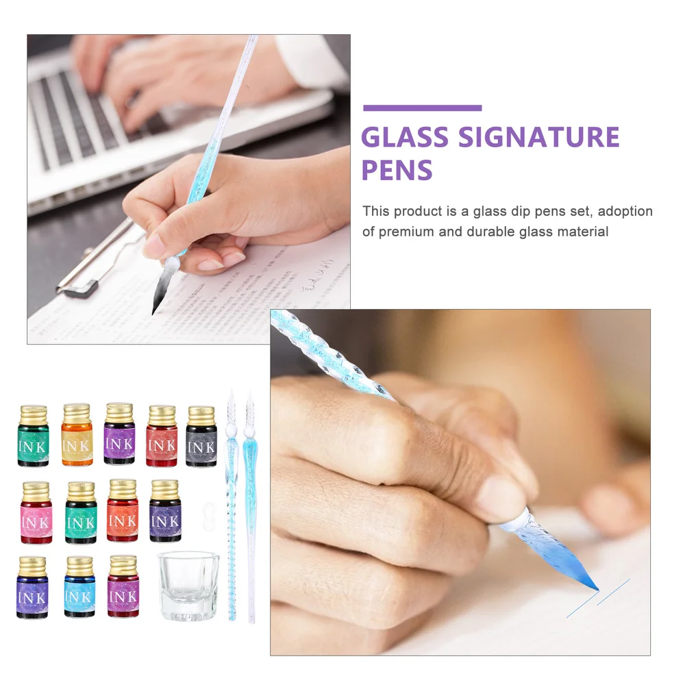 

1 Set Exquisite Glass Dipping Pens Writing Signature Pens Ink Drawing Pens