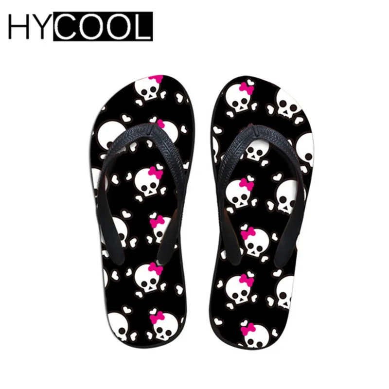 Hycool/мужские шлепанцы с 3D принтом черепа в стиле панк летние пляжные на резиновой