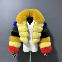 rf1982c multi color winter womans real fox fur coat short style slim fit zipper fashion real fur jacket woman
